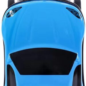 18" Car Suitcase for Boys, Pull-Along Suitcase for Kids,Cartoon Car Design Children's Travel Luggage with Retractable Handle for Boys and Girls (Blue)