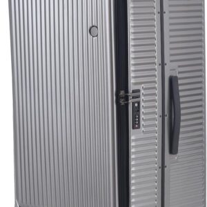 29 Inch Aluminum Checked Luggage with Side Opening Zipper, 40 * 37 * 77cm, 113L, Lightweight Hardshell ABS+PC Suitcase with , 360° Universal Wheels, Dark Gray