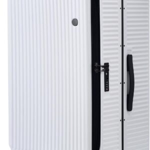 29 Inch Aluminum Checked Luggage with Side Opening Zipper, 40 * 37 * 77cm, 113L, Lightweight Hardshell ABS+PC Suitcase with , 360° Universal Wheels, White