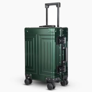 All Aluminum Carry On Luggage,Cut from Whole Aluminum Sheet,22x14x9 Airline Approved ,(3rd Generation,Premium Metal zipperless suitcase ) (green, 20inch)