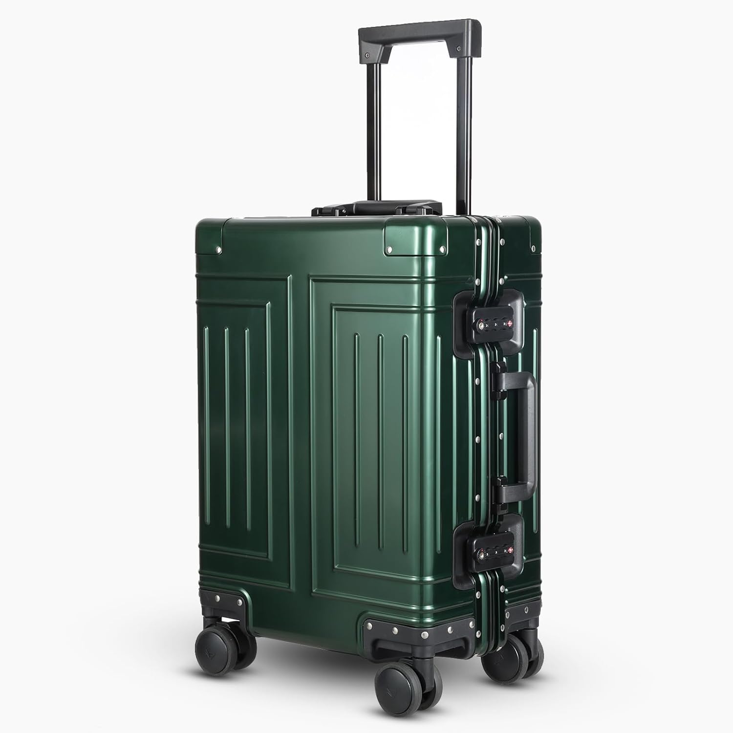 All Aluminum Carry On Luggage,Cut from Whole Aluminum Sheet,22x14x9 Airline Approved ,(3rd Generation,Premium Metal zipperless suitcase ) (green, 20inch)