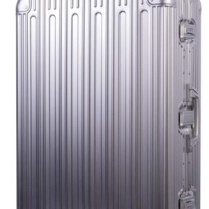 G All Aluminum Luggage Zipperless Hard Shell Suitcase with Spinner Wheels Lightweight Metal Alloy Suitcases (Silver, 28 inch)