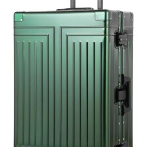All Aluminum Carry On Luggage,Cut from Whole Aluminum Sheet,22x14x9 Airline Approved ,(3rd Generation,Premium Metal zipperless suitcase ) (green, 28inch)
