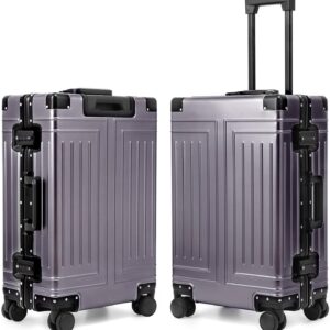 All Aluminum Carry On Luggage,Cut from Whole Aluminum Sheet,22x14x9 Airline Approved ,(3rd Generation,Premium Metal zipperless suitcase ) (grey, 24inch)