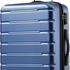 Luggage Suitcase Carry-on Spinner USB Port Expandable (only 28’’) Lightweight Hardside Luggage (Ice Blue, L(28in))