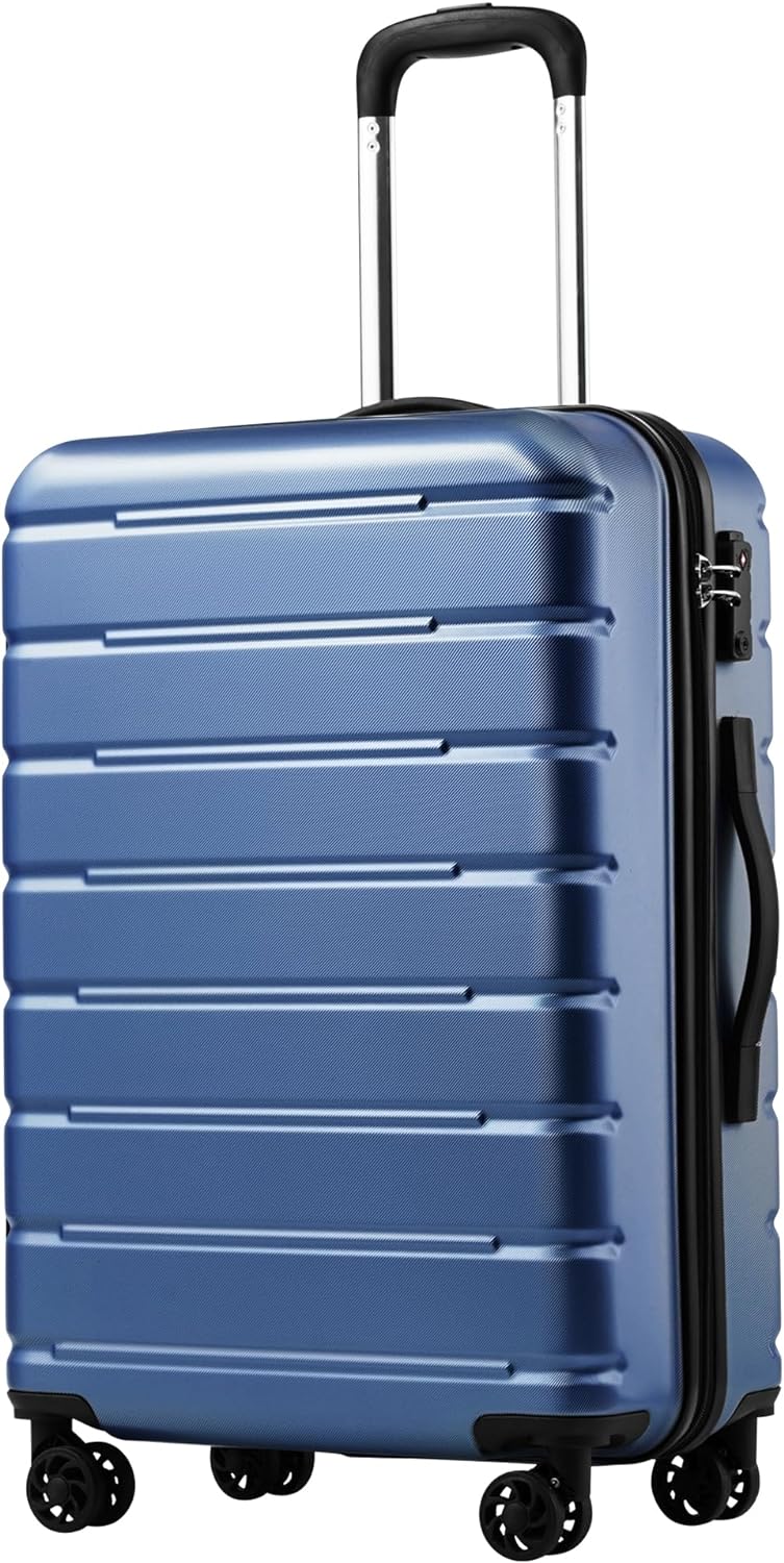 Luggage Suitcase Carry-on Spinner USB Port Expandable (only 28’’) Lightweight Hardside Luggage (Ice Blue, L(28in))