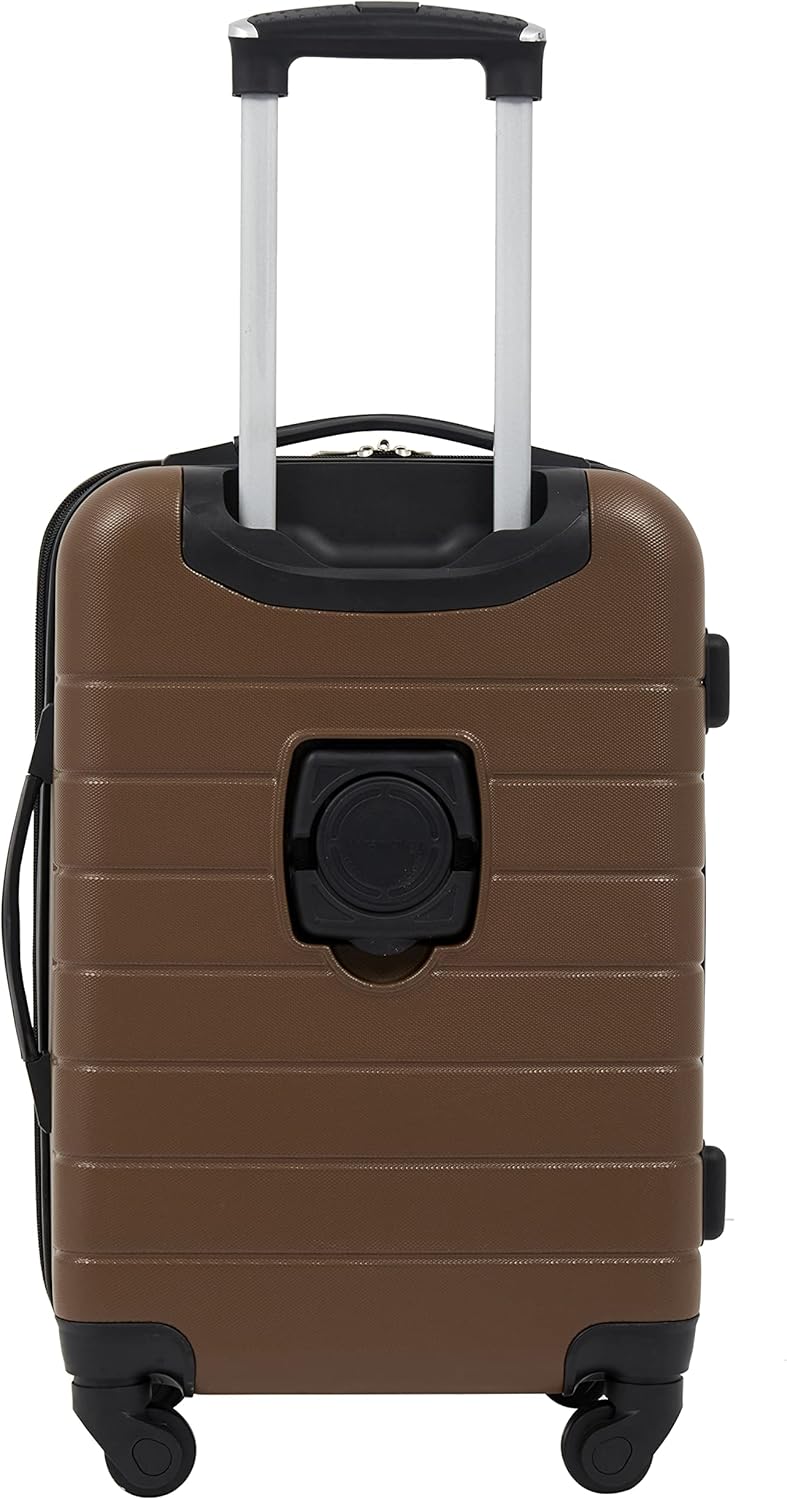 Smart Luggage Set with Cup Holder and USB Port, Toffee, 20-Inch Carry-On - Image 2