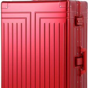 All Aluminum Carry On Luggage,Cut from Whole Aluminum Sheet,22x14x9 Airline Approved ,(3rd Generation,Premium Metal zipperless suitcase ) (red, 28inch)