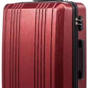 Luggage Suitcase PC+ABS with  Spinner Carry on Hardshell Lightweight 20in 24in 28in (wine red, S(20in_carry on))