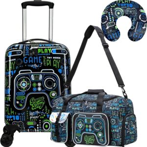 Kid’s Luggage Set 3 Piece Suitcase Set 16’’ Hardside Luggage with Spinner Wheels Girls Boys Carry on Toddler Travel Rolling Suitcase Airline Approved