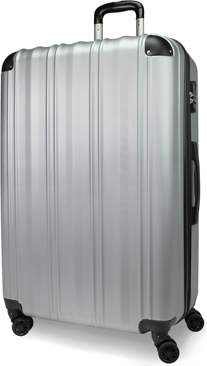 Hardside Lightweight Expandable Spinner Suitcase Luggage, Silver, 29-inch