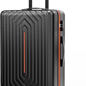 28 inch Luggage Hardside and Lightweight Suitcase with Spinner Wheels for Travel Business,Orange With Black